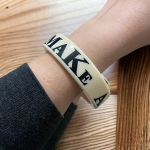 Make A Difference Two's Company Cream Bracelet with Black Lettering